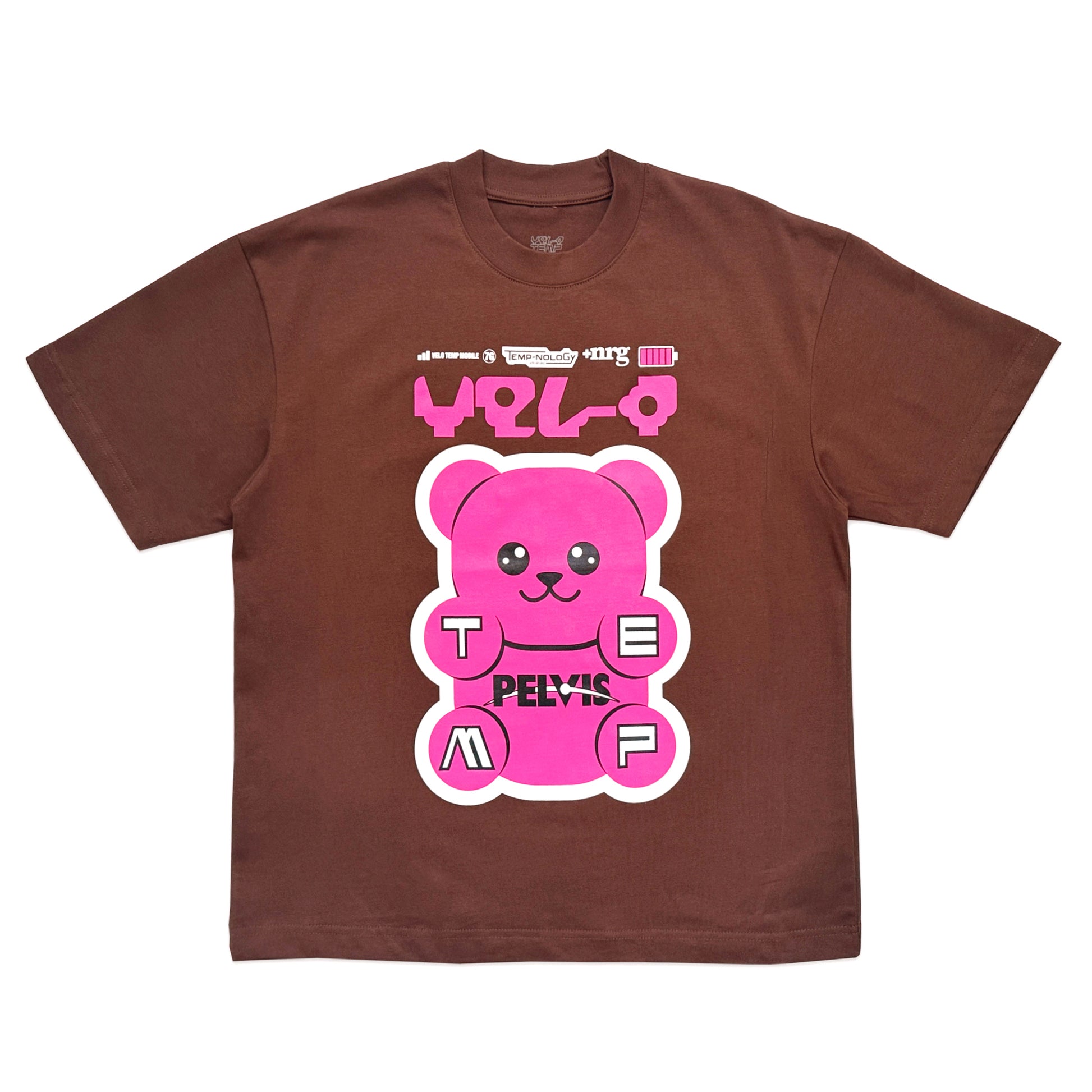 PELVIS x VELO TEMP - GUMMY PALS TEE BROWN